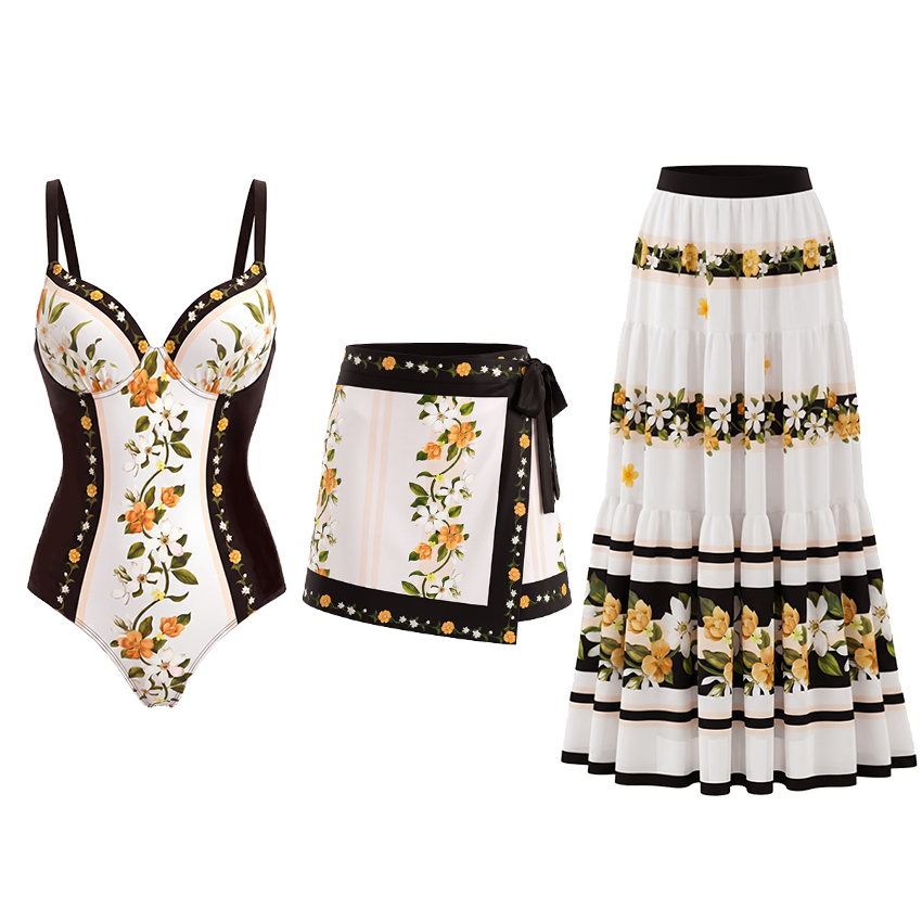 [Copy]Dark Cyan Slim & Sculpt Floral Swimsuit Set(s)