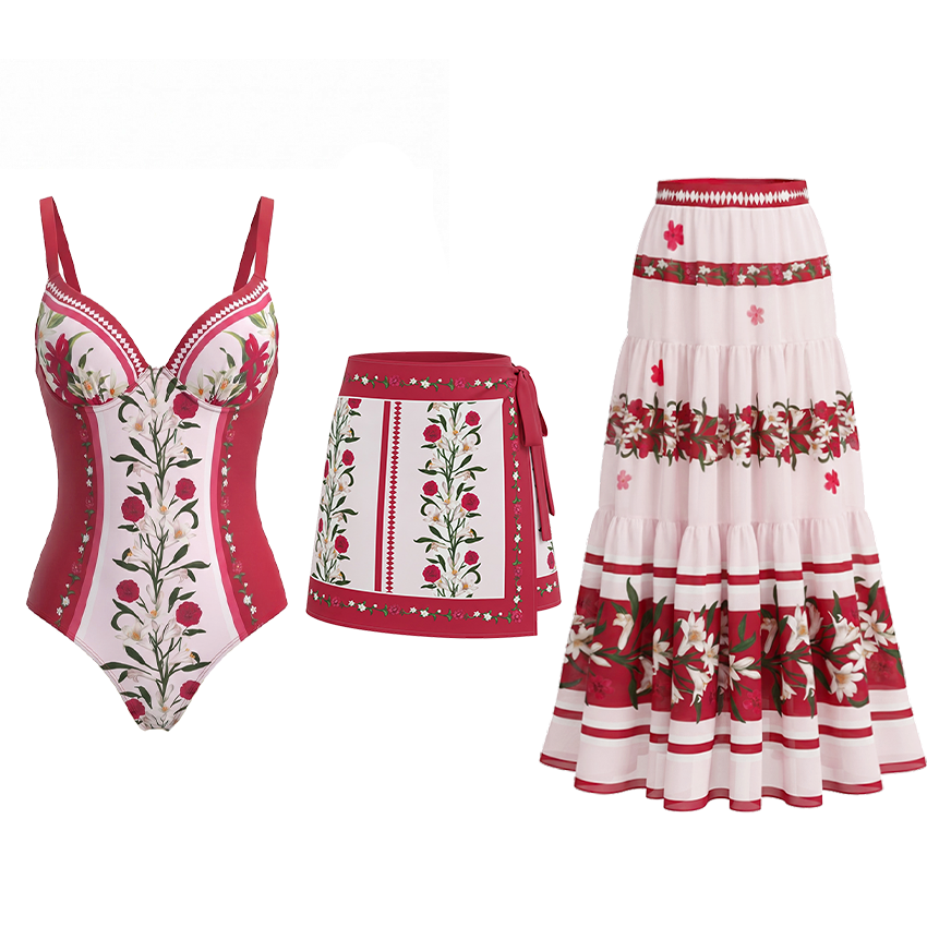 [Copy] Black Beige And Orange Floral Slim & Sculpt Swimsuit Set(s)