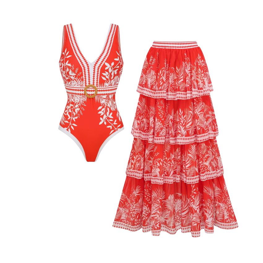 Tropic Flame V-Neck Swimsuit Set(s)