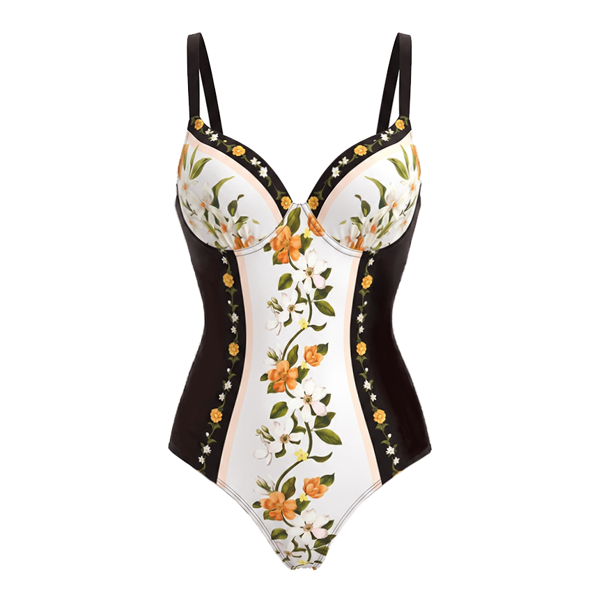 [Copy]Dark Cyan Slim & Sculpt Floral Swimsuit Set(s)