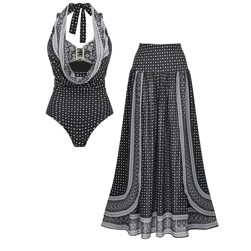 [Copy]Halter Neck Underwire Tribal Print Swimsuit Set(s)