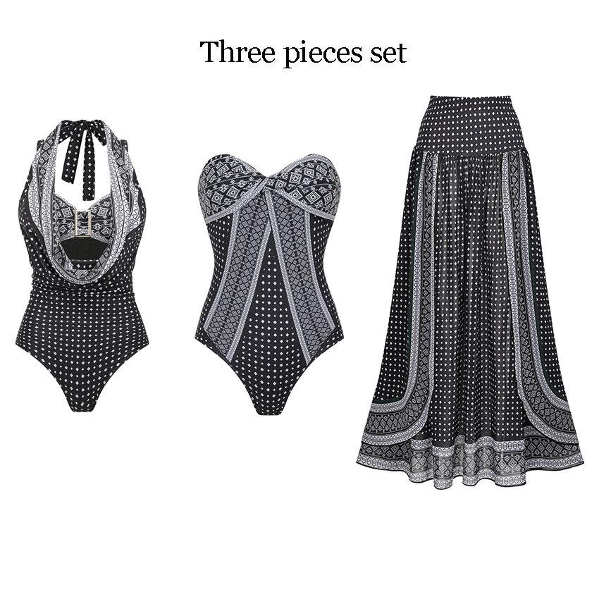 Bandeau Bow Print Design Swimsuit Set(s)