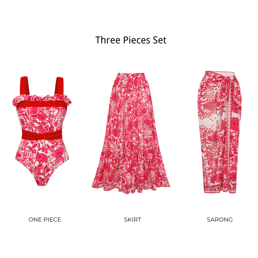 Bandeau Ruffle Printed Swimsuit Set(s)