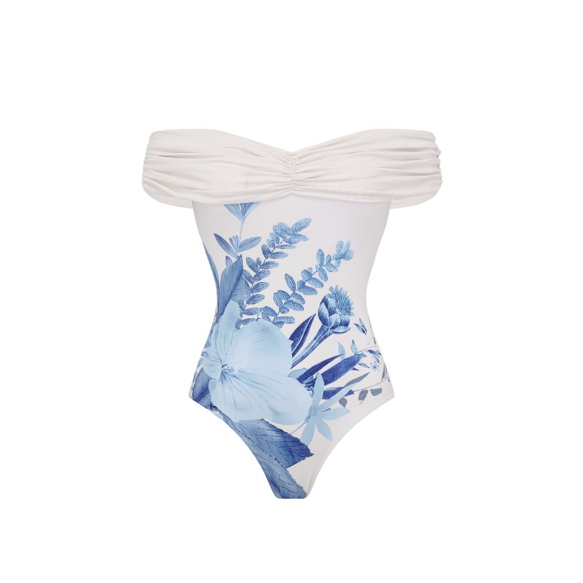 Off Shoulder Blossom Print Swimsuit Set(s)