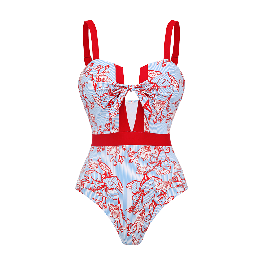 [Copy][Copy][Copy]Ruffle Medium Blue Flowera Print Swimsuit Set(s)