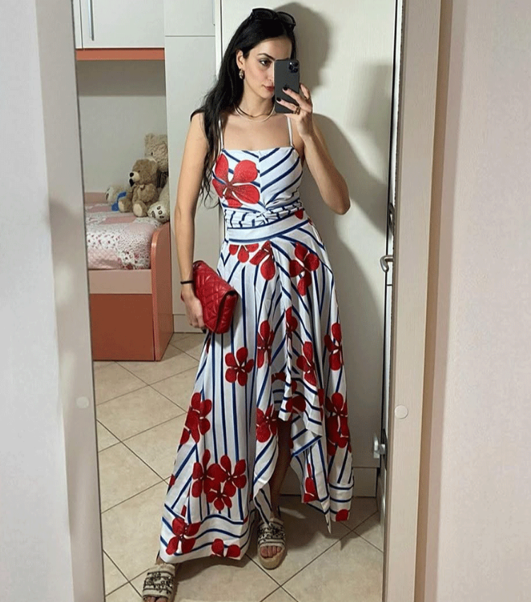 Off Shoulder Print One Piece Swimsuit and Skirt