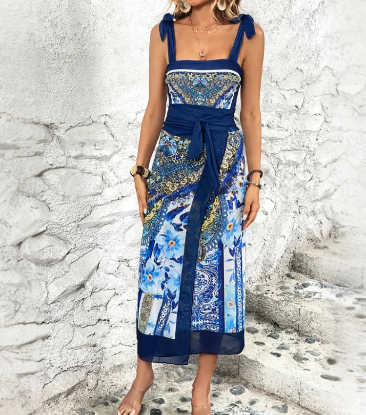 Reversible Tie-shoulder One Piece Swimsuit and Sarong Flaxmaker