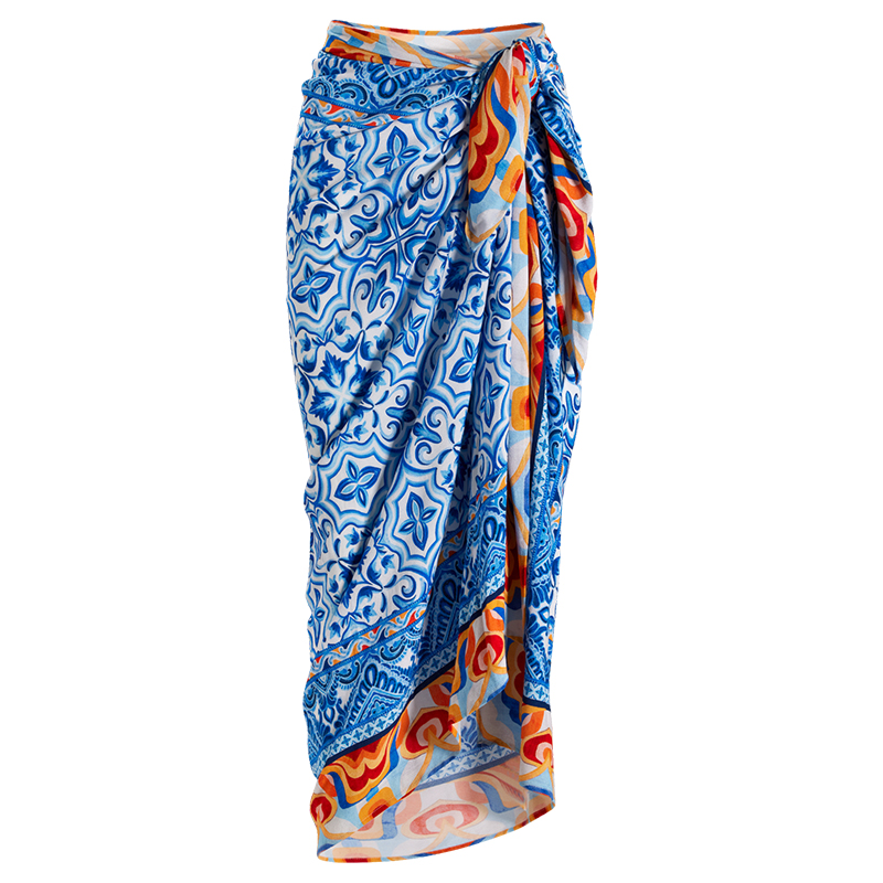 Printed One Piece Swimsuit and Sarong