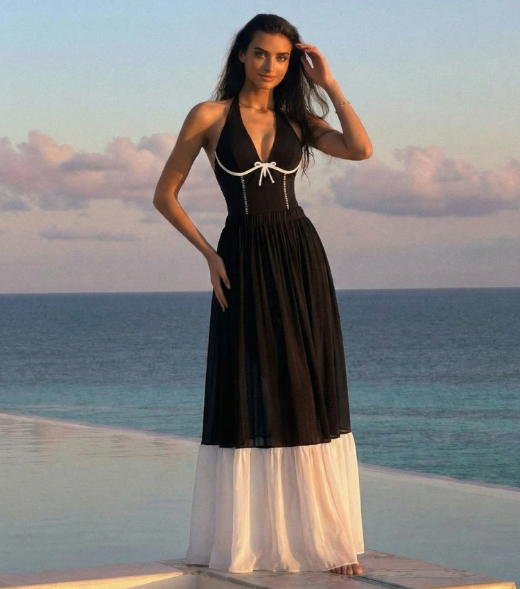 Black and White Color Blocking Swimsuit Set(s)