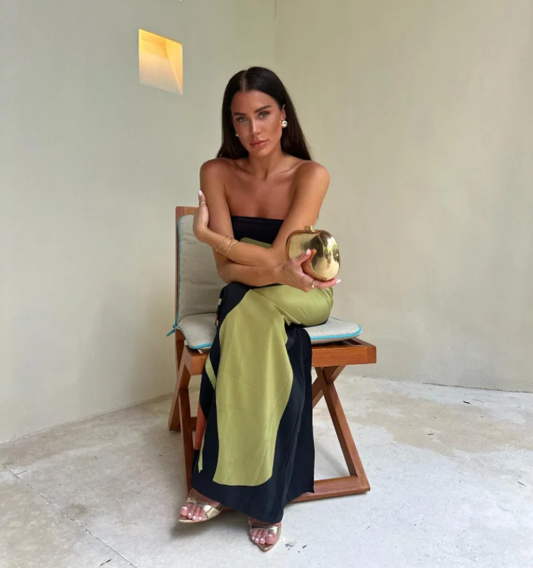 Bandeau Blossom Printed Maxi Dress