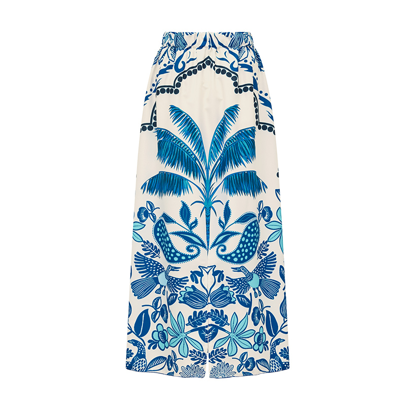 Sling Cut Out Coconut Tree Print One Piece Swimsuit and Skirt