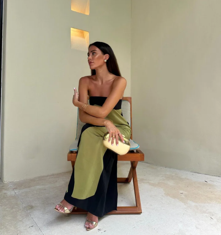 Bandeau Blossom Printed Maxi Dress