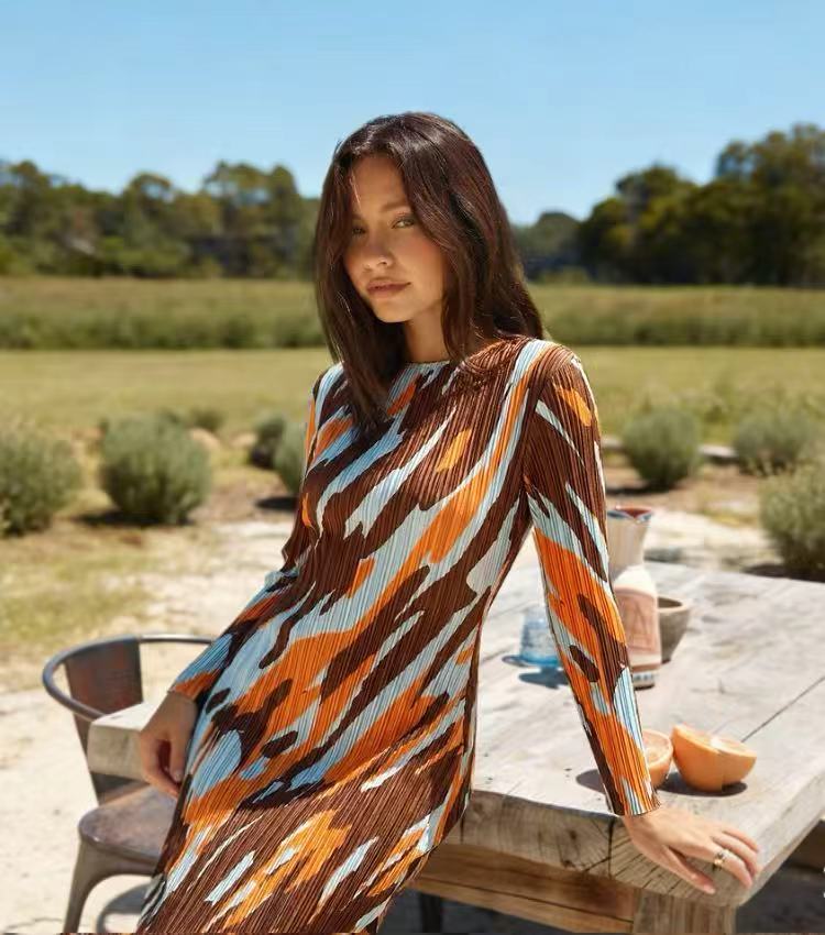 Modern Art Pleated Midi Dress