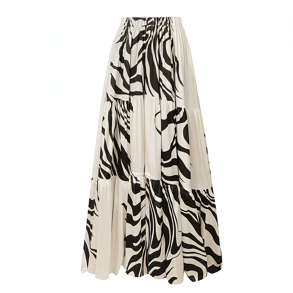 V Neck Printed One Piece Swimsuit and Skirt Flaxmaker