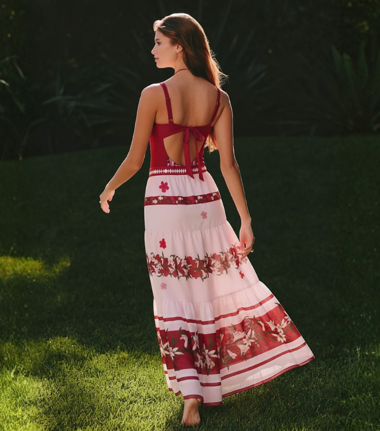  Wine Red Floral Slim & Sculpt Swimsuit Set(s)