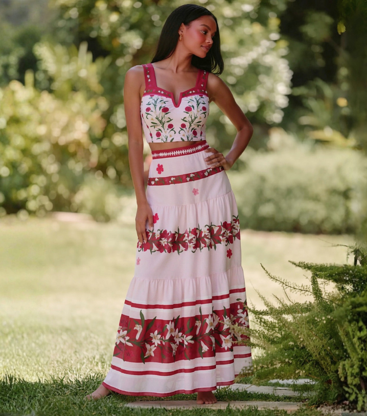  Wine Red Floral Print Two-Piece Swimsuit Set(s)