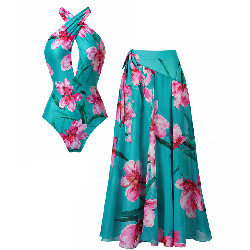 Halter Floral Printed Swimsuit Set(s)