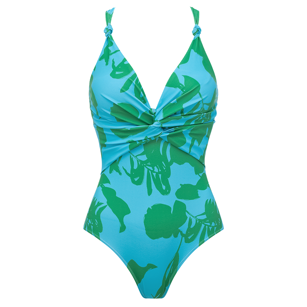 Printed One Piece Swimsuit and Skirt