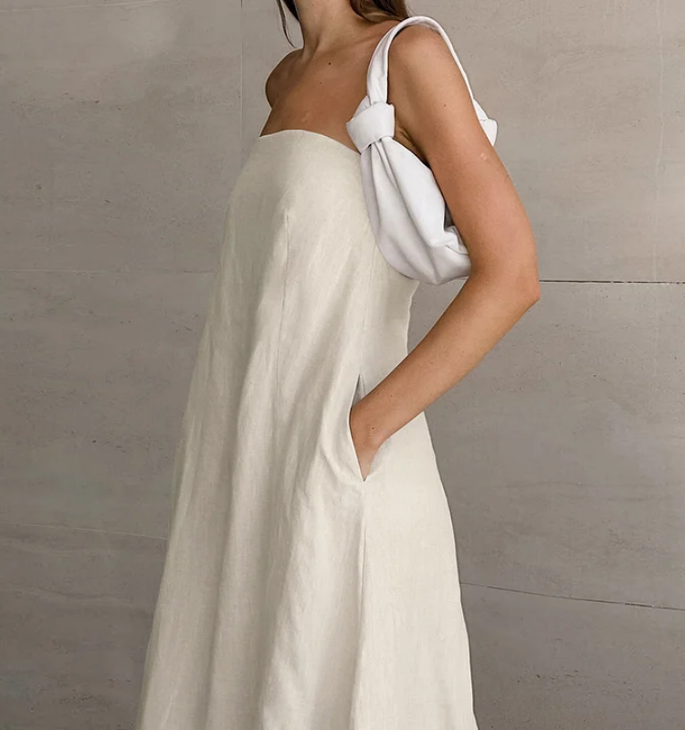 Bandeau Off Shoulder Solid Color Dress