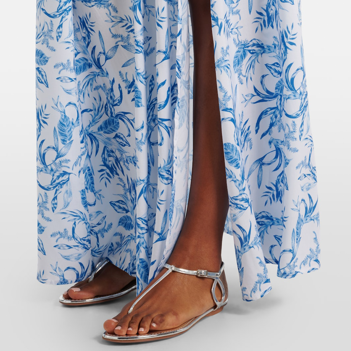 Oblique Shoulder Printed One Piece Swimsuit and Skirt