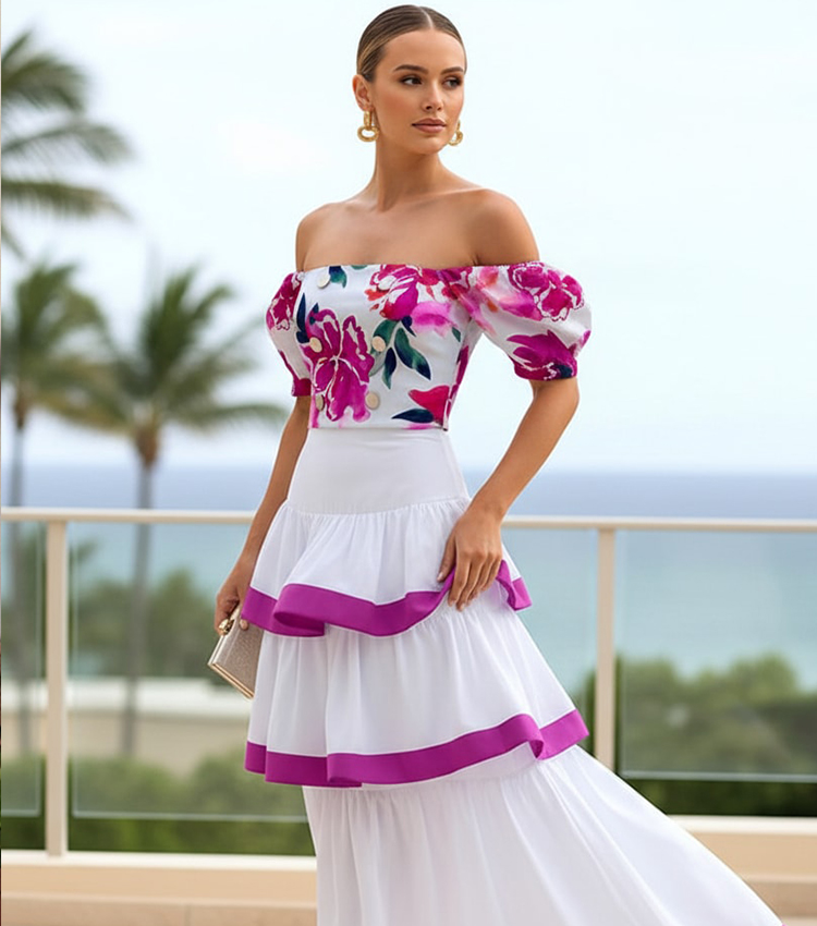 Off-the-shoulder Top & Skirt Set