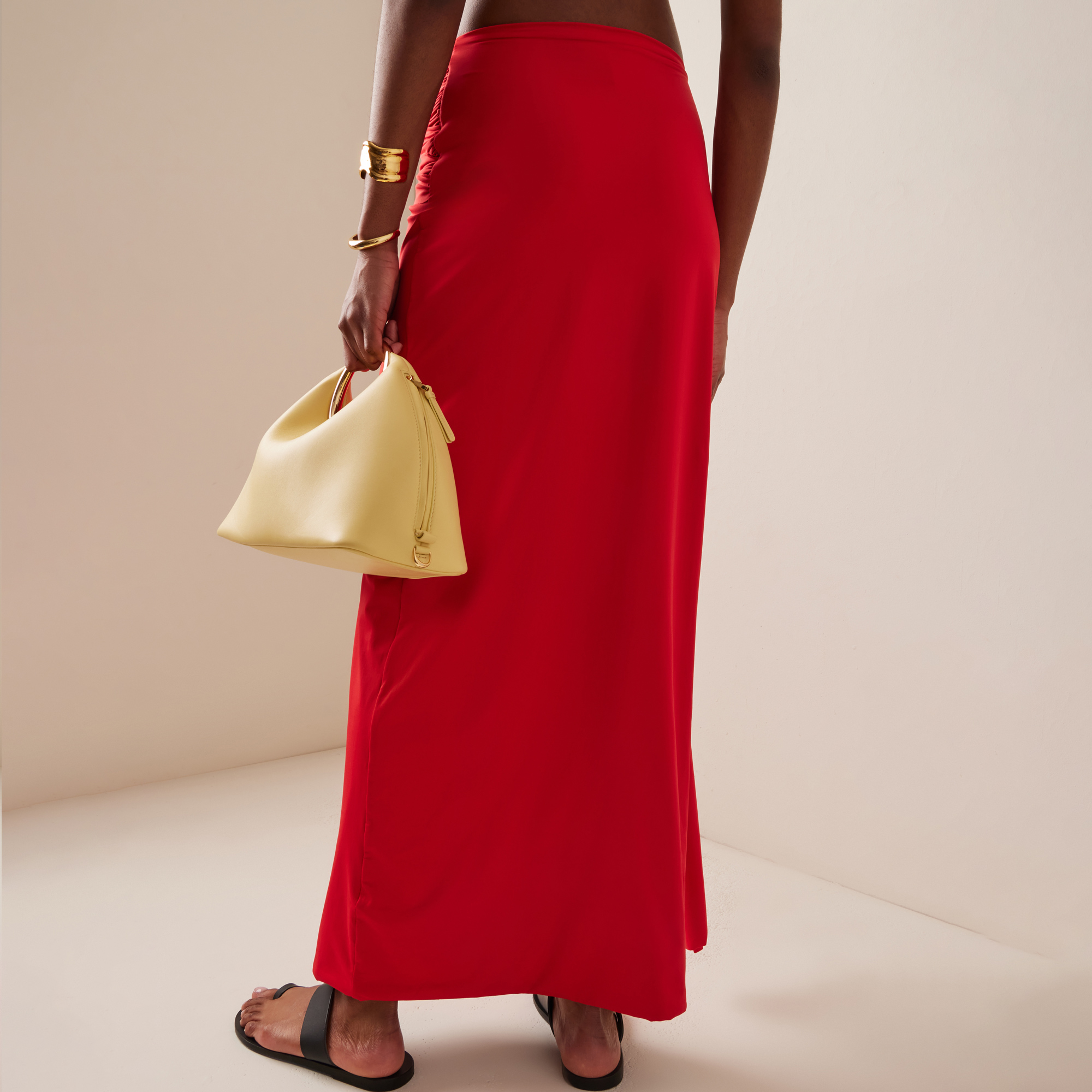 One Shoulder 3D Flower Red Solid Color One Piece Swimsuit and Skirt