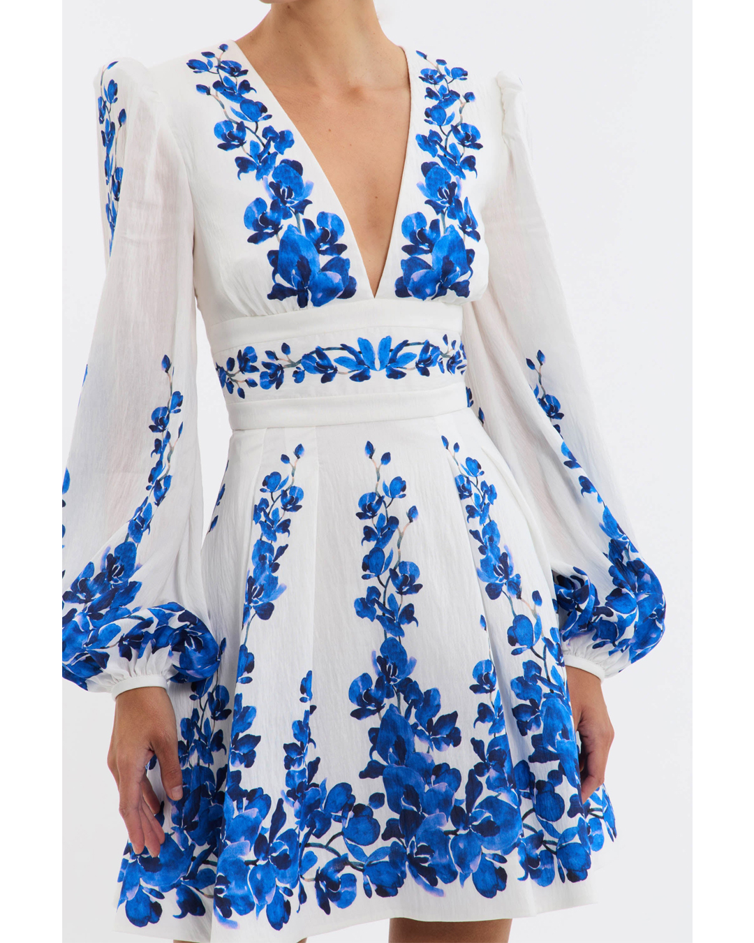 Printed Long Sleeve One Piece Swimsuit and Skirt