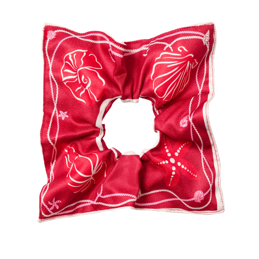 Pink Contrasting Color With Seashell Print Hair Accessories