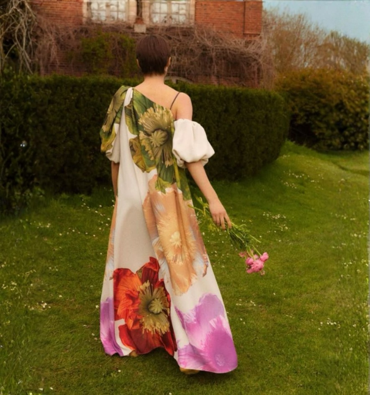 Floral Printed Open Shoulder Maxi Dress