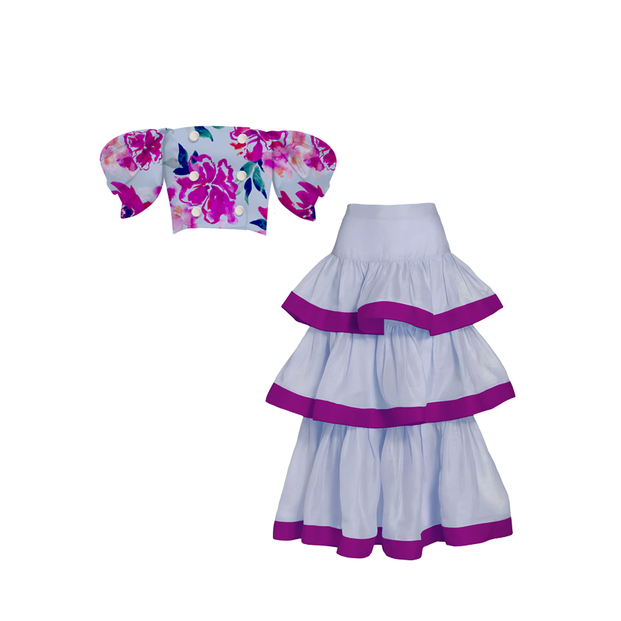 Off-the-shoulder Top & Skirt Set