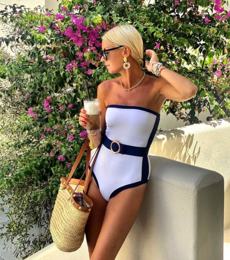 Bandeau Color Block One Piece Swimsuit