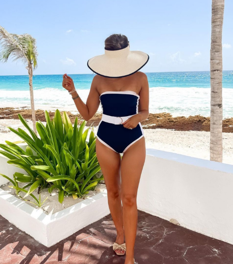 Bandeau Color Block One Piece Swimsuit