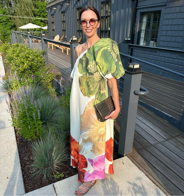 Floral Printed Open Shoulder Maxi Dress