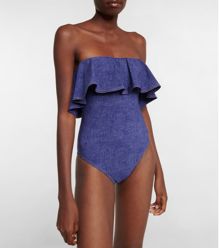 Ruffle Bandeau One Piece Swimsuit and Skirt Flaxmaker