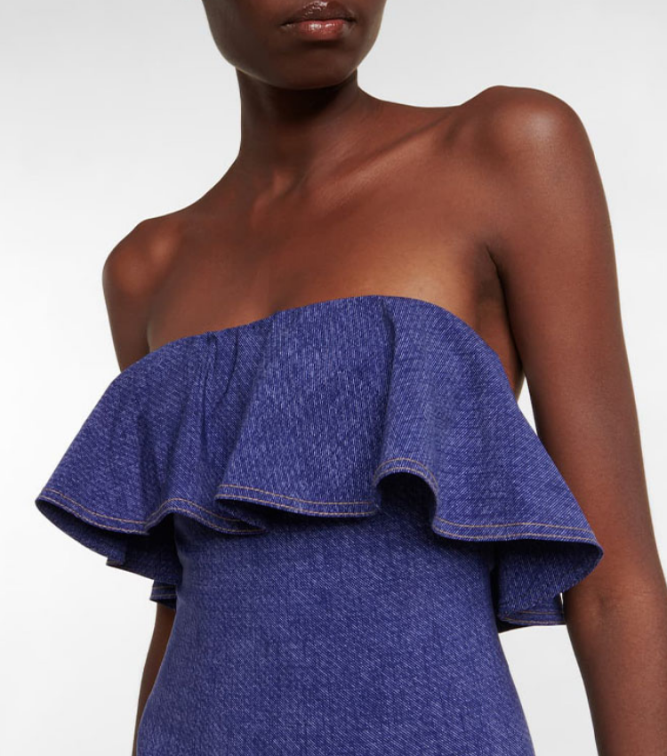 Ruffle Bandeau One Piece Swimsuit and Skirt Flaxmaker