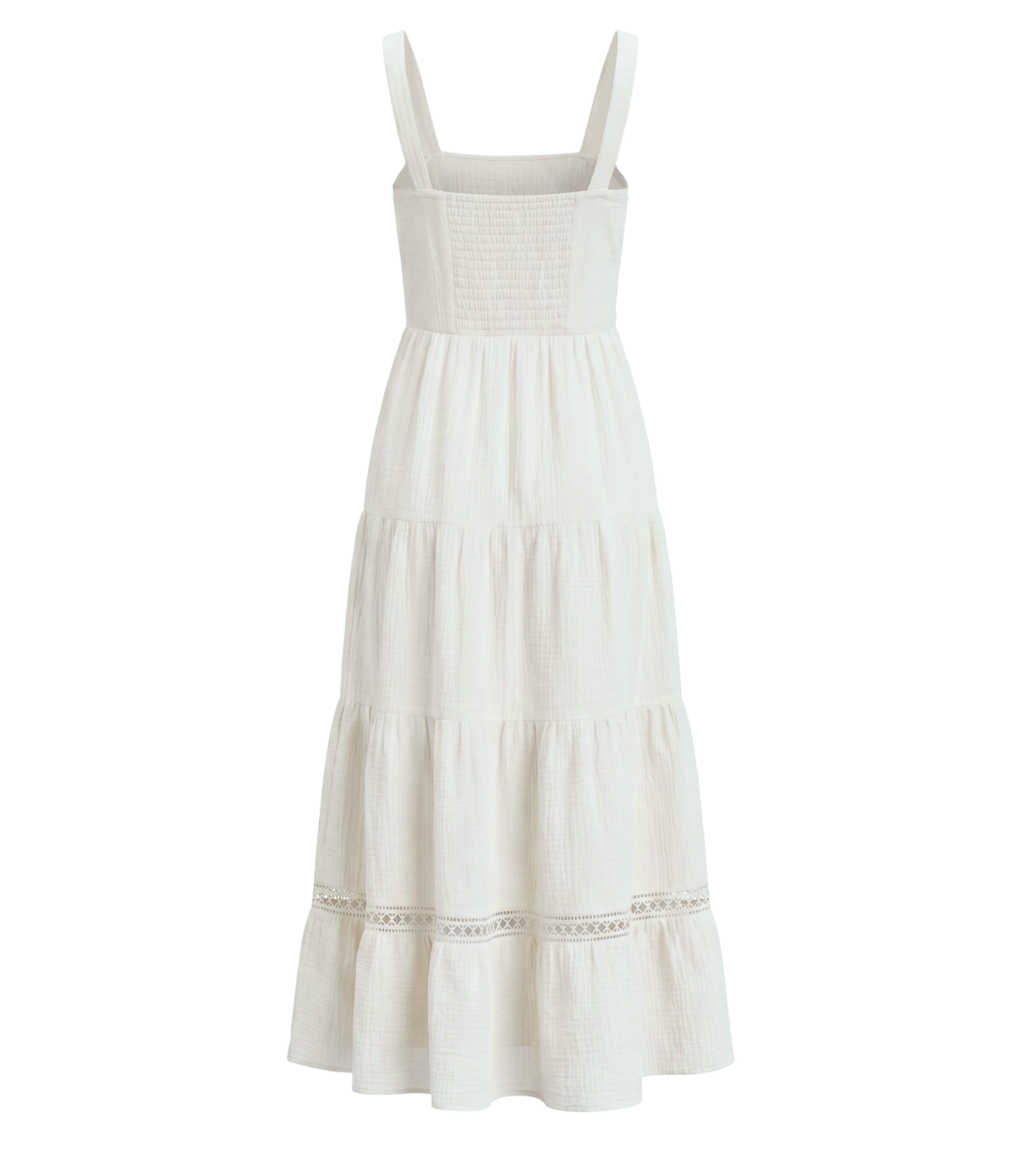 Solid White Lace Tiered Maxi Dress