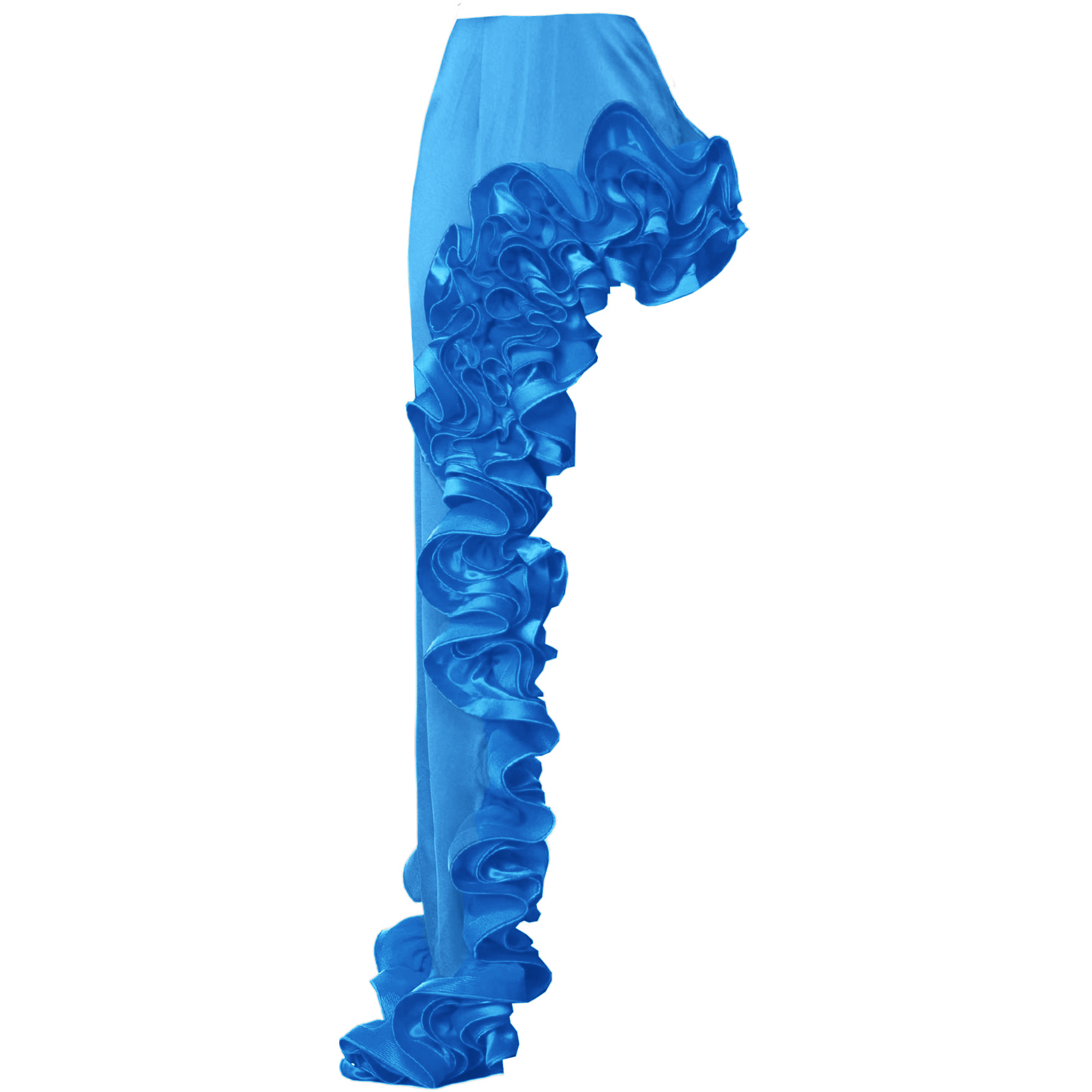 Frilled V Neck Blue One Piece Swimsuit and Skirt Flaxmaker