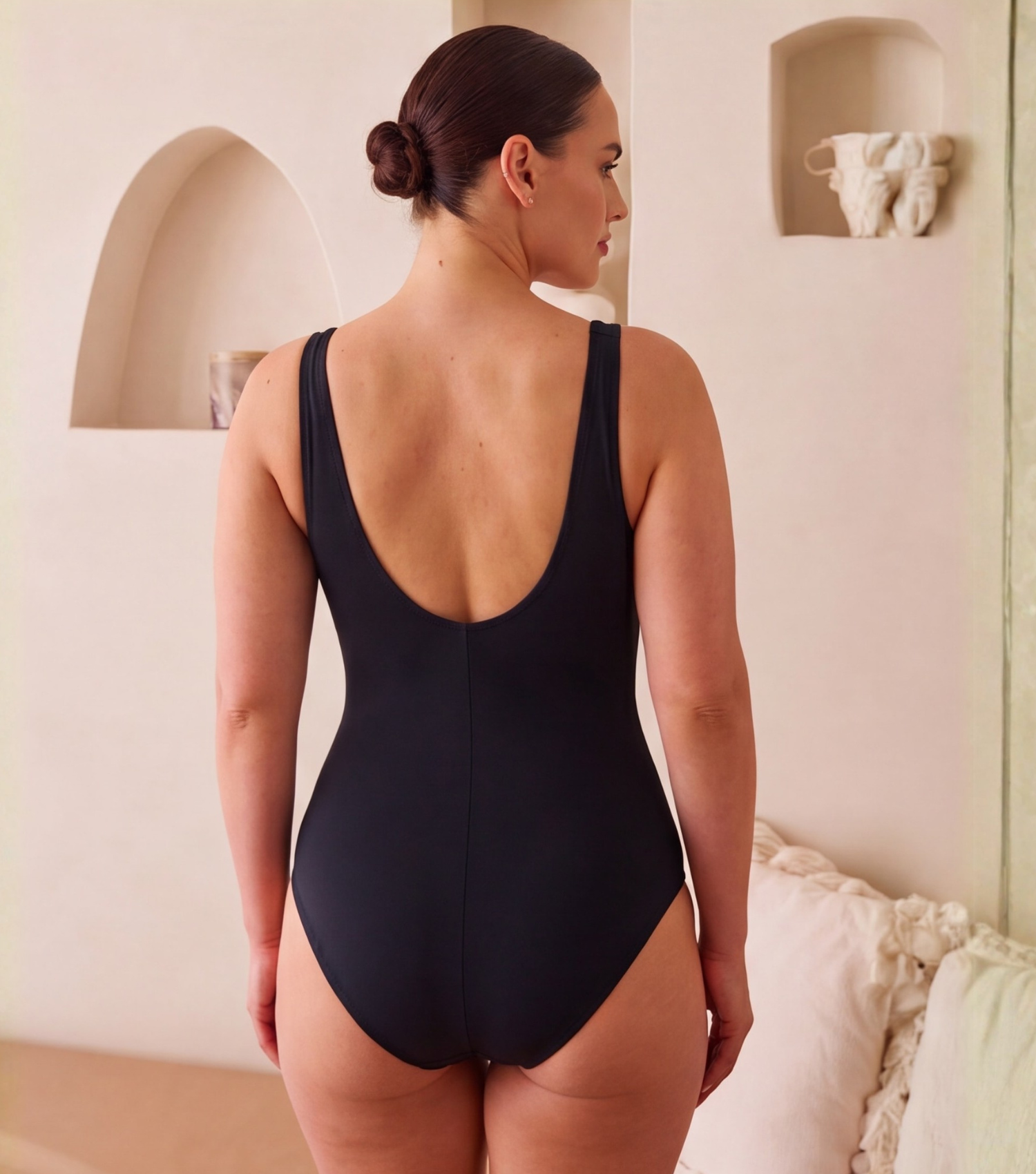 Plus Size Cutout V Neck Color Block One Piece Swimsuit And Sarong Flaxmaker