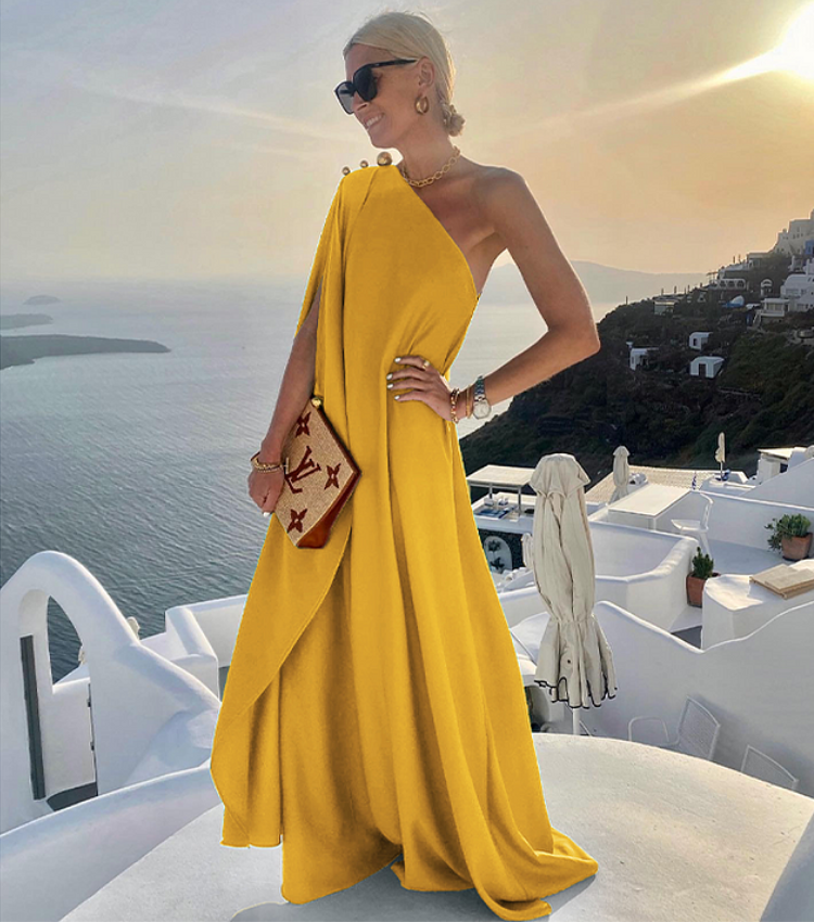 Santorini One Shoulder Maxi Dress