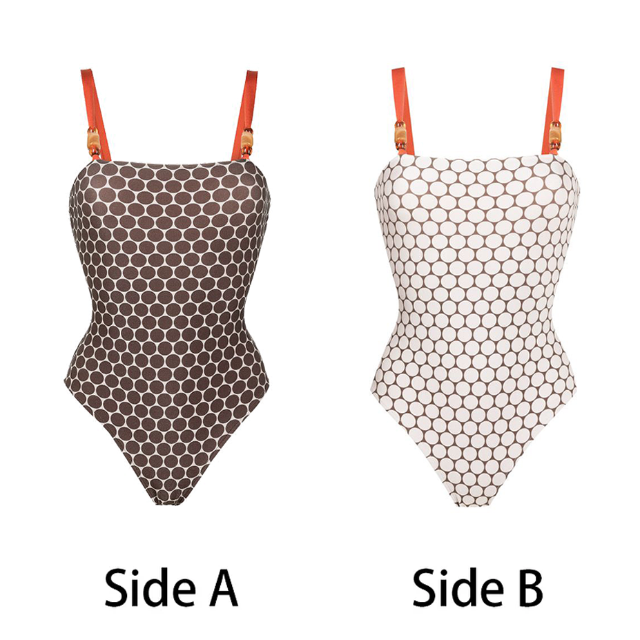 Reversible Graphic Printed Beaded One Piece Swimsuit and Sarong Flaxmaker