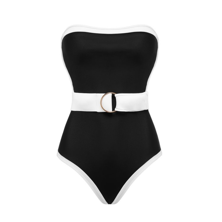 Bandeau Color Block One Piece Swimsuit