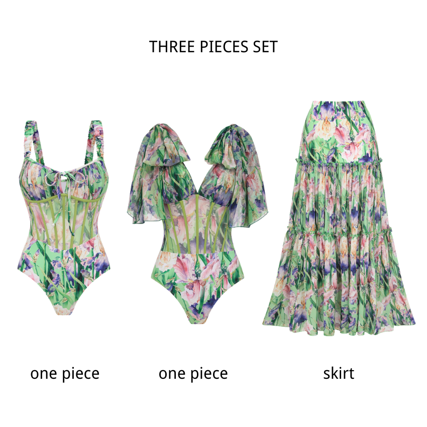Iris Print Tummy Control Swimsuit Set(s)