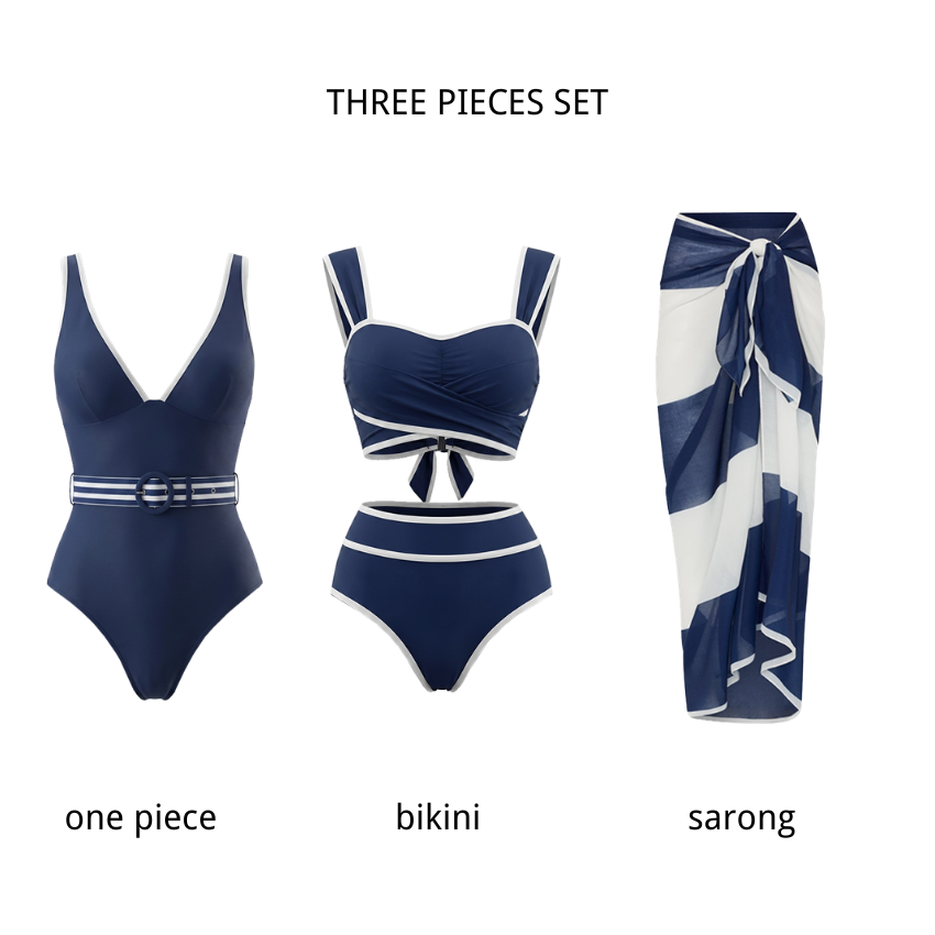Navy Blue V-neck Swimsuit set(s)