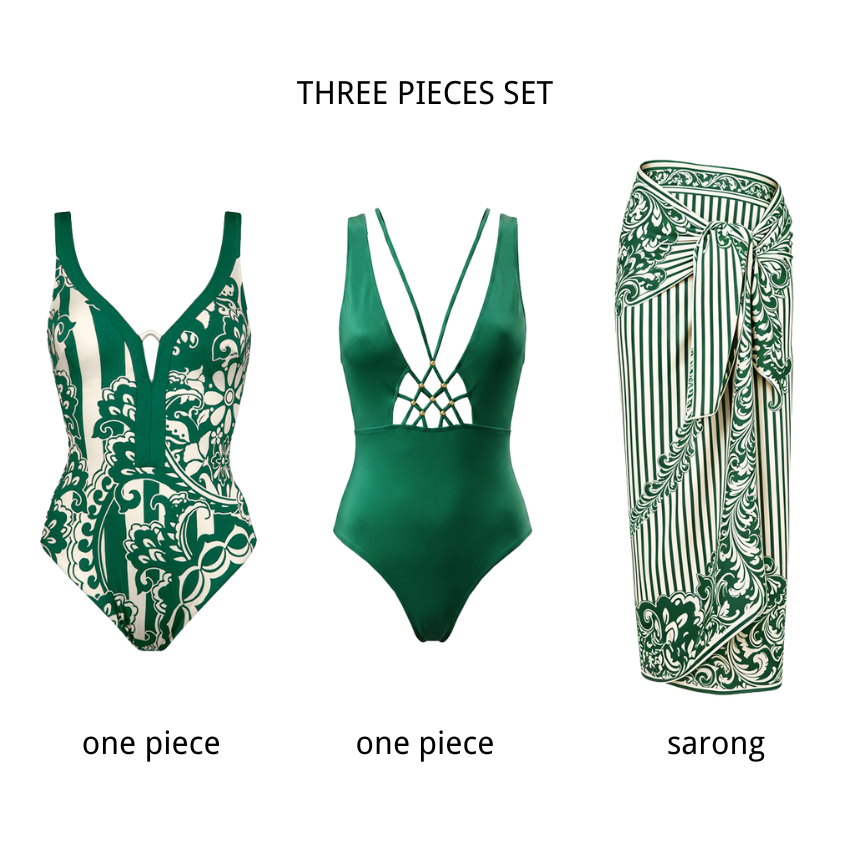 Dark Green Rope Decoration Swimsuit set(s)