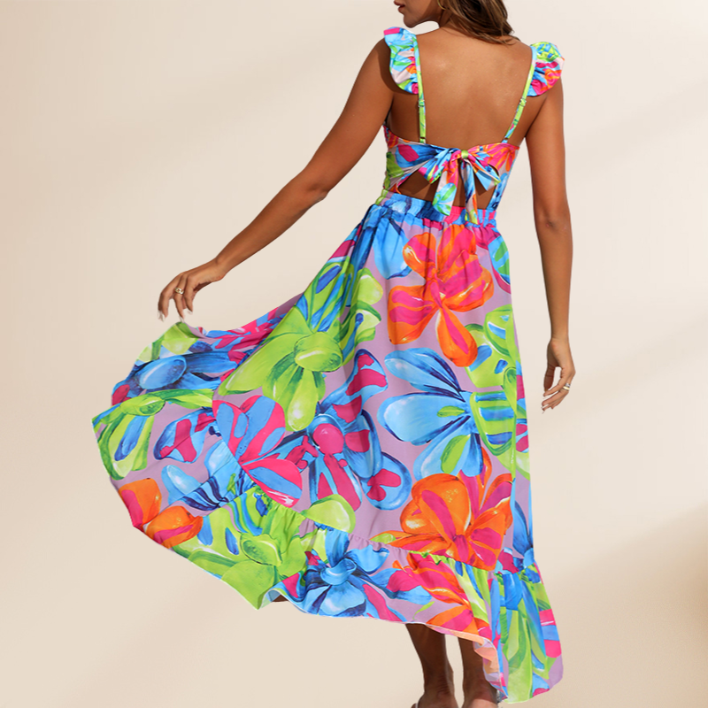 Plus Size Floral Printed One Piece Swimsuit and Skirt