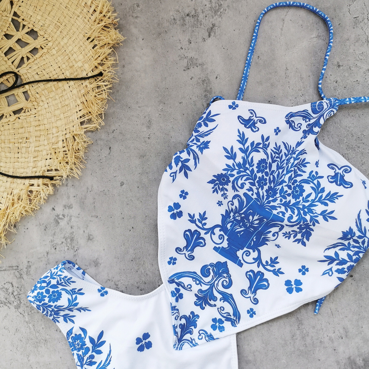 Halter Printed Cutout Swimsuit