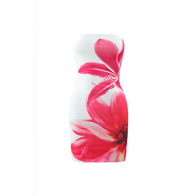Bandeau Blossom Print Mini Dress