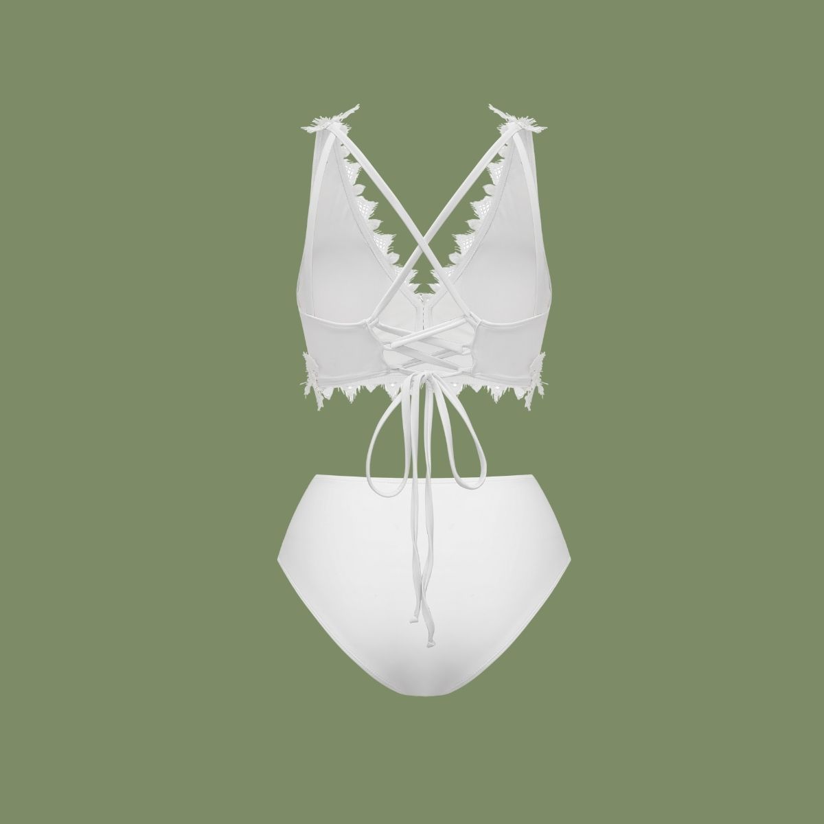 Lace V Neck Bikini Swimsuit and Skirt