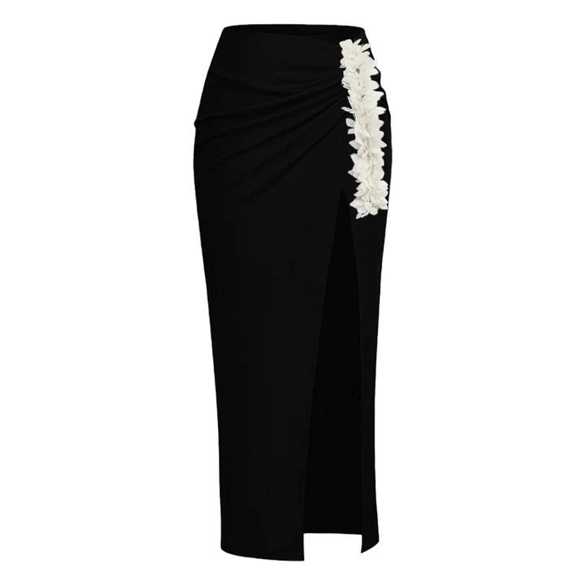 Sling White Folwer Solid Color Swimsuit Set(s)