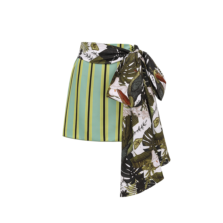 One Shoulder Striped Print Swimsuit Set(s)